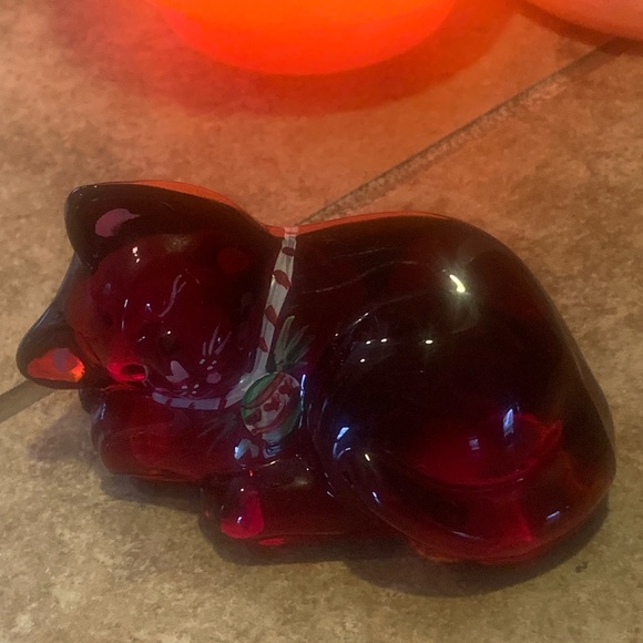 Fenton Red Art Glass Cat Figurine - Picture 2 of 7